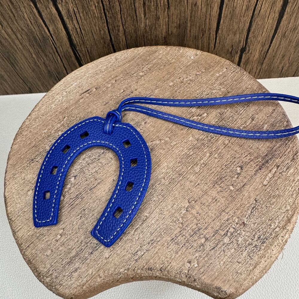 Western Purse Charm Horseshoe Bag Charm Blue Keychain Flair NEW FAST SHIP